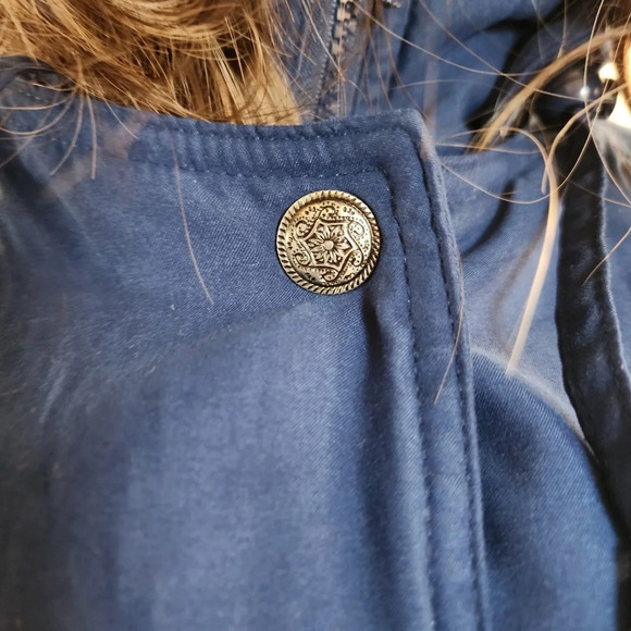 Jacqueline Ferrar Quilted Hooded Jacket Women Size Petite Large Blue Polyester - Picture 9 of 14